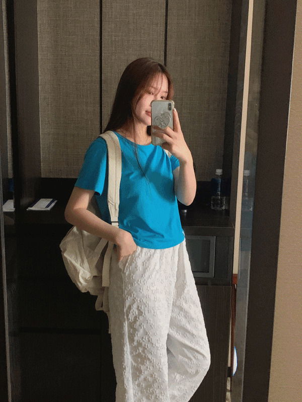 엠보 플라워 밴딩팬츠