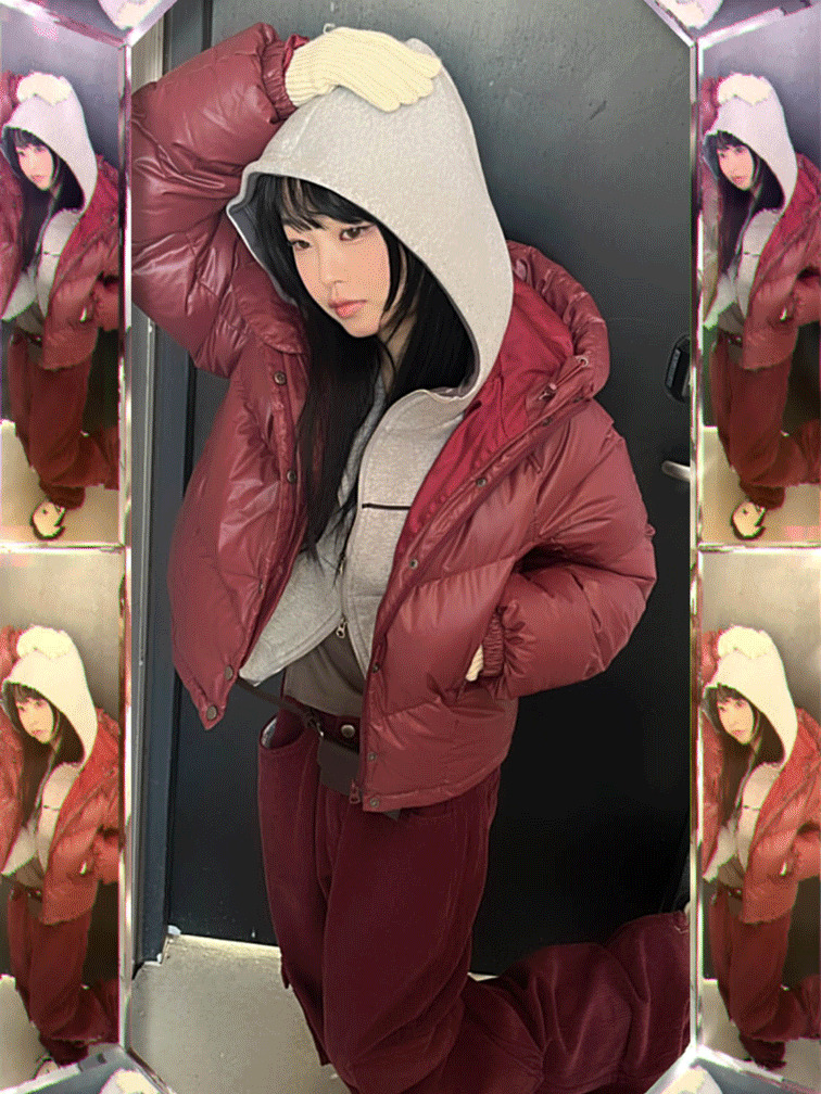 Comfort color hood padding 拉鍊外套