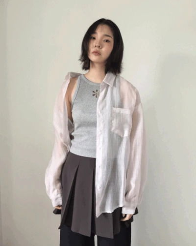 Odd See-Through Overfit Shirt *Sky Blue Same-Day Shipping Available