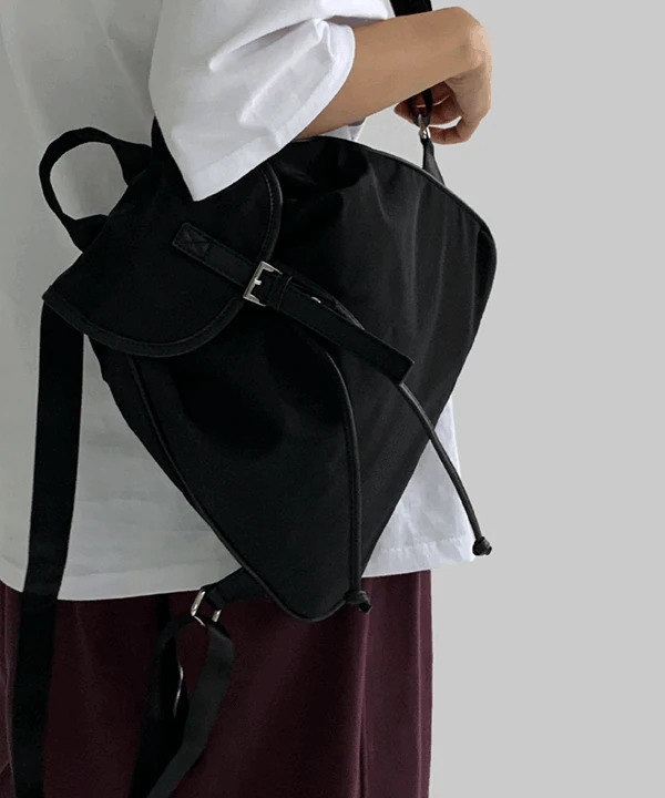 Triangle leather strap nylon backpack 背包