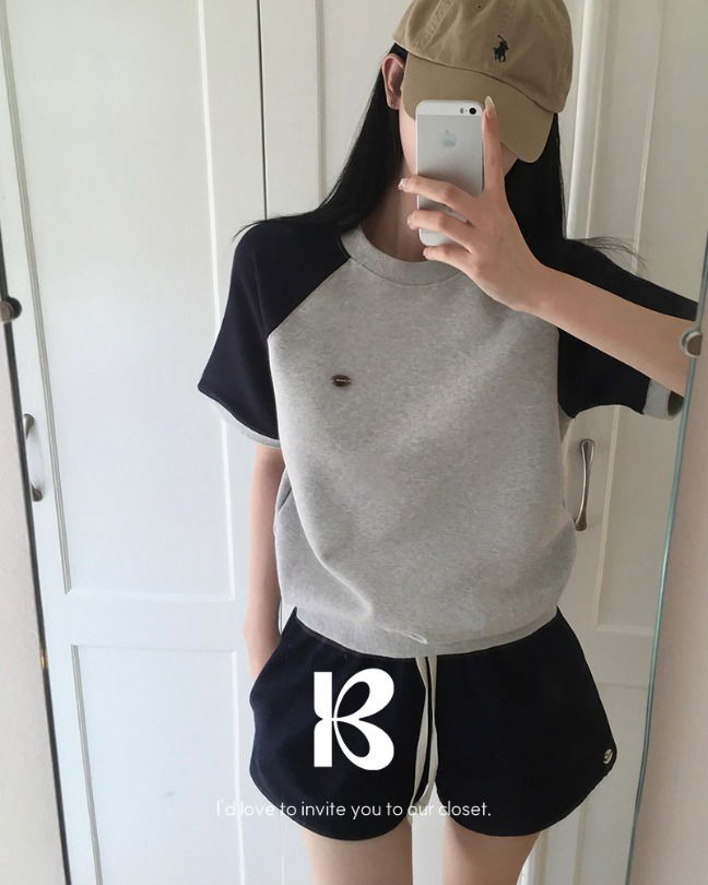 Lutos color blocking short sleeve man to man