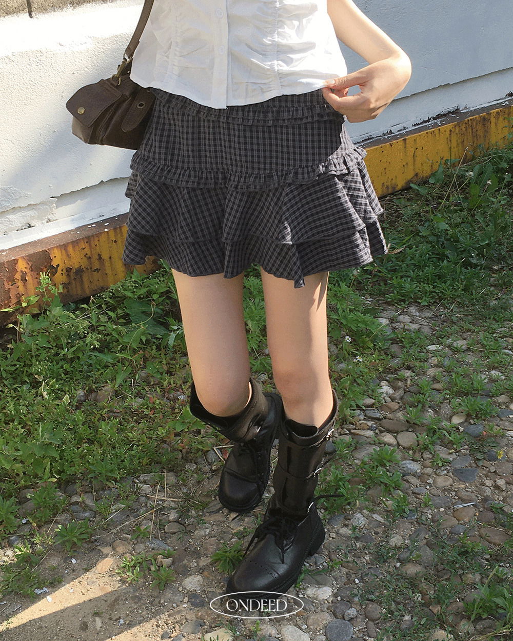 Fuse Check Frill Cancan Vintage Seersucker Mini Skirt