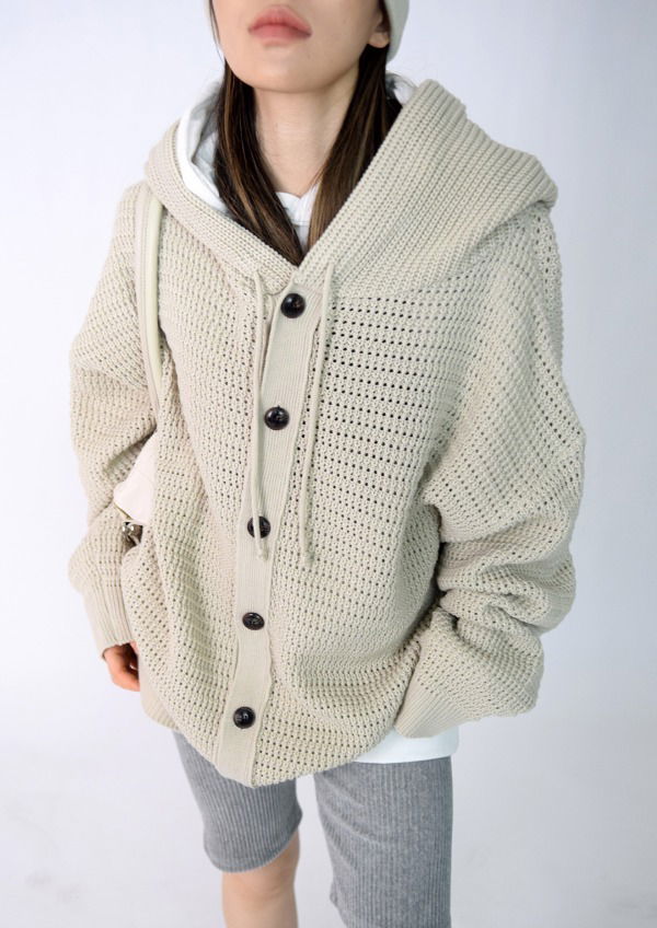 Heavy hooded cardigan (2 colors)