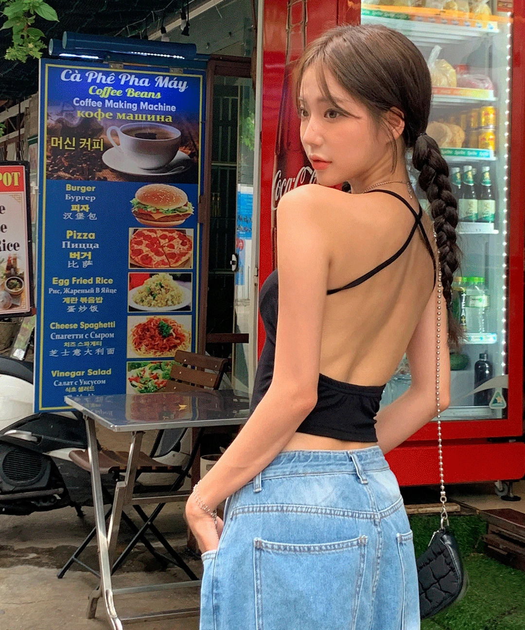 杏色剪裁無袖背心
