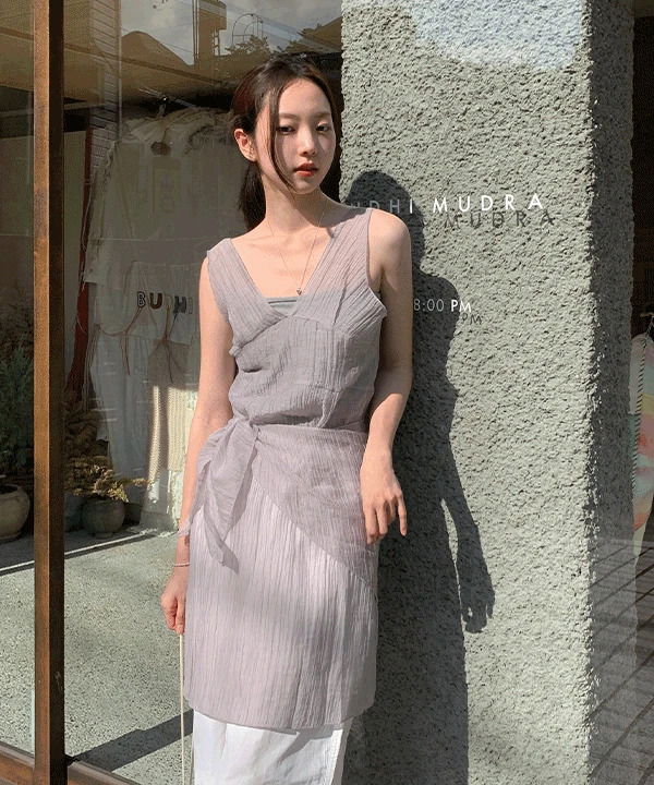 Bergen Chiffon See-through Sleeveless Dress Skirt Set -3color