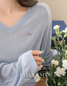 Summer V-neck Long Sleeve Knitwear