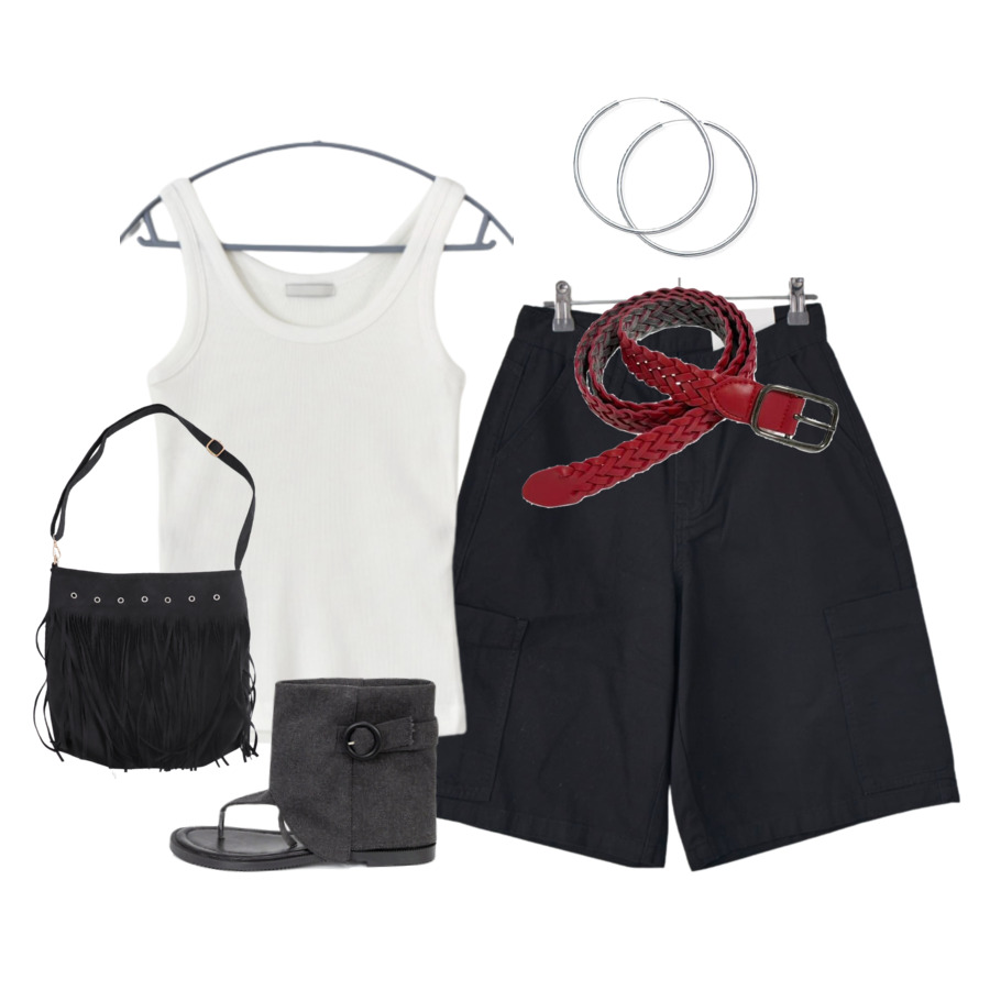 ShortPants,belt,sleeveless 코디