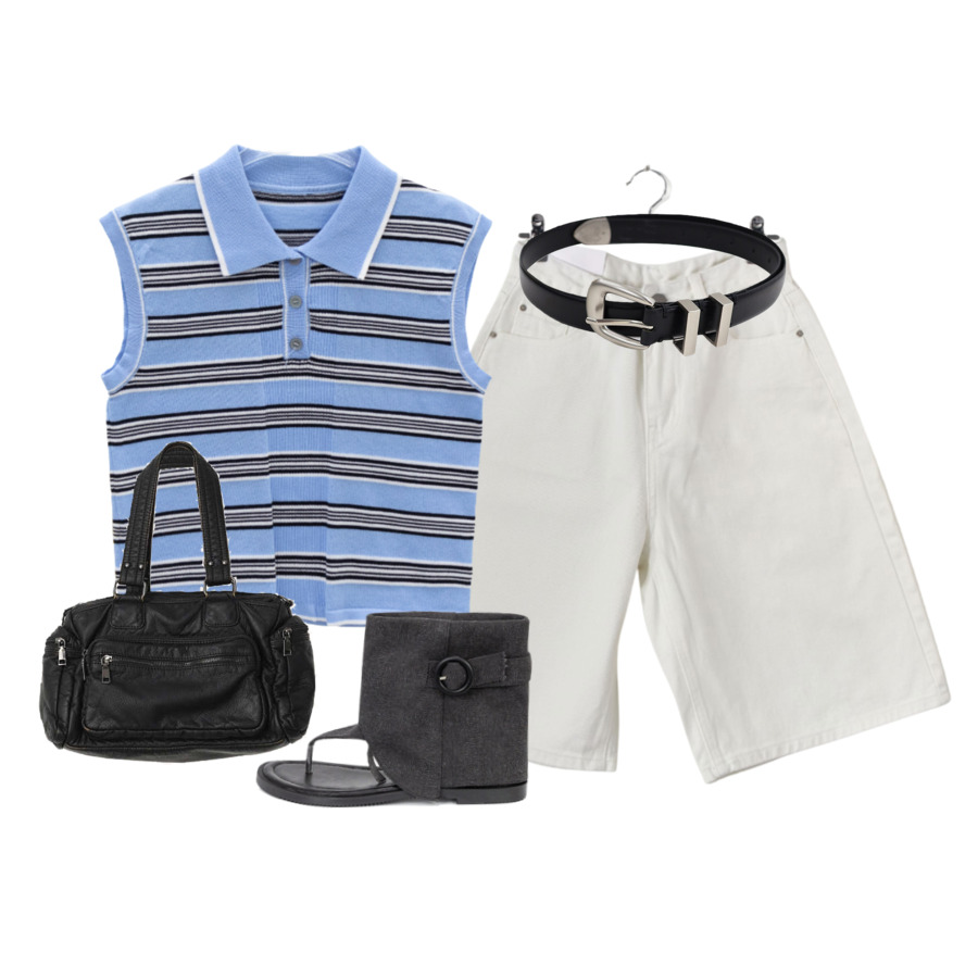 ShortPants,sleeveless,belt 코디