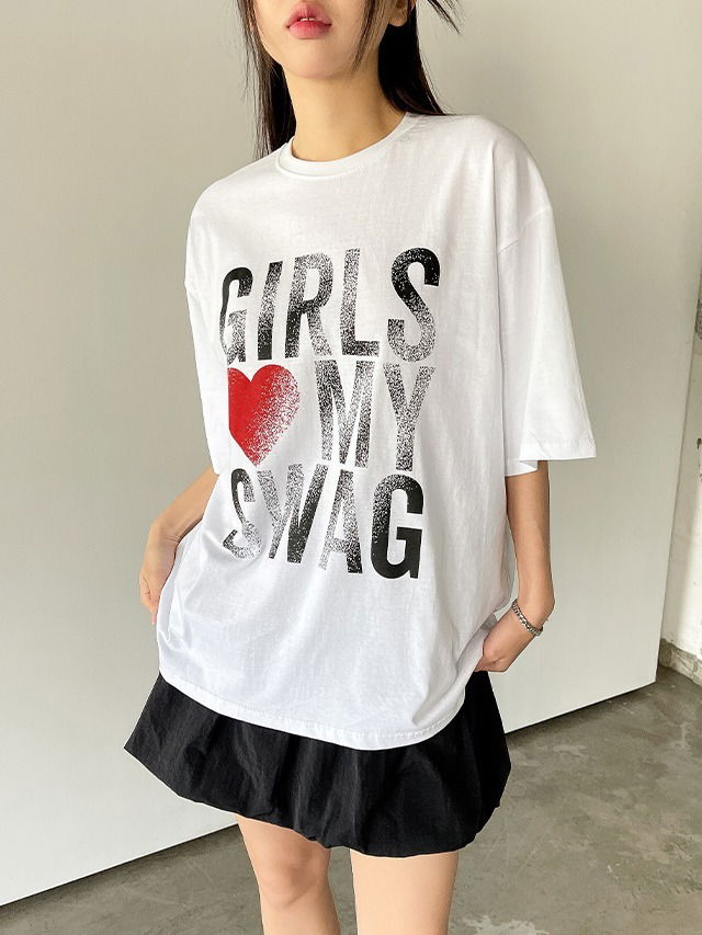 Big size 55-100 Lovely lettering overfit Boxy short sleeve t-shirt 短袖上衣