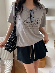 뮤드 오버핏 레터링 겨울 반팔 티셔츠 (3color)