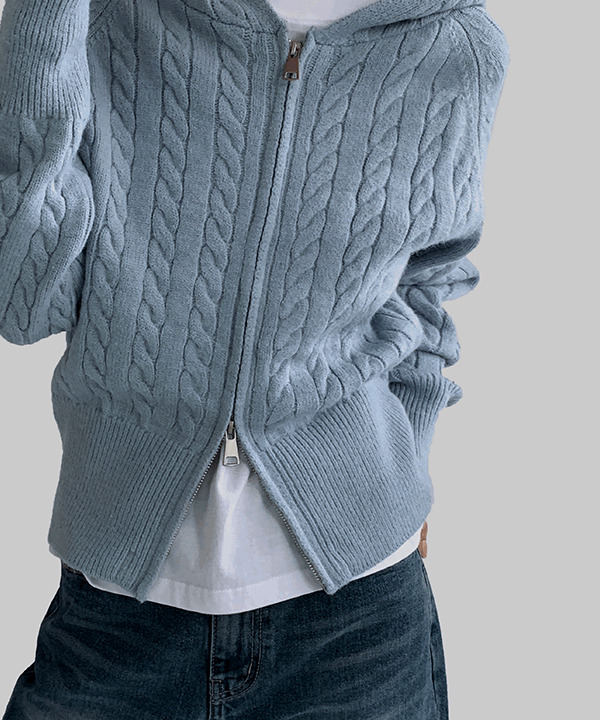Lati Twisted Hood Knitwear Zip-up 拉鍊外套