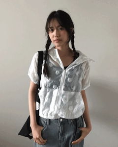 Flower Sheer Half Jacket *Black Same Day Shipping Available
