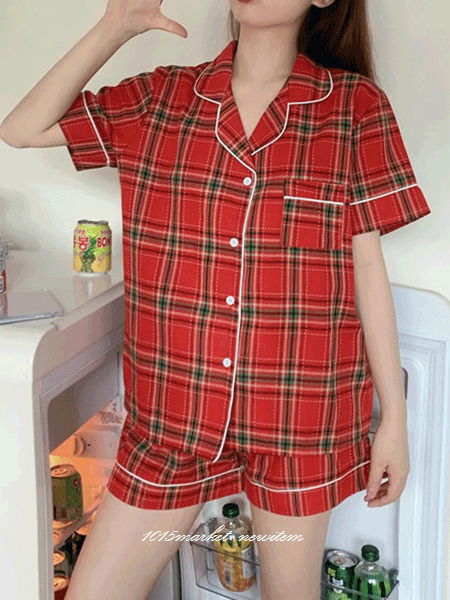 Heart-pounding check pajama set