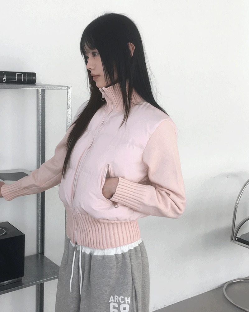 拼接設計雙面穿短款羽絨外套
