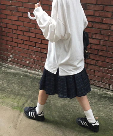Rubket Check Pleated Midi Skirt