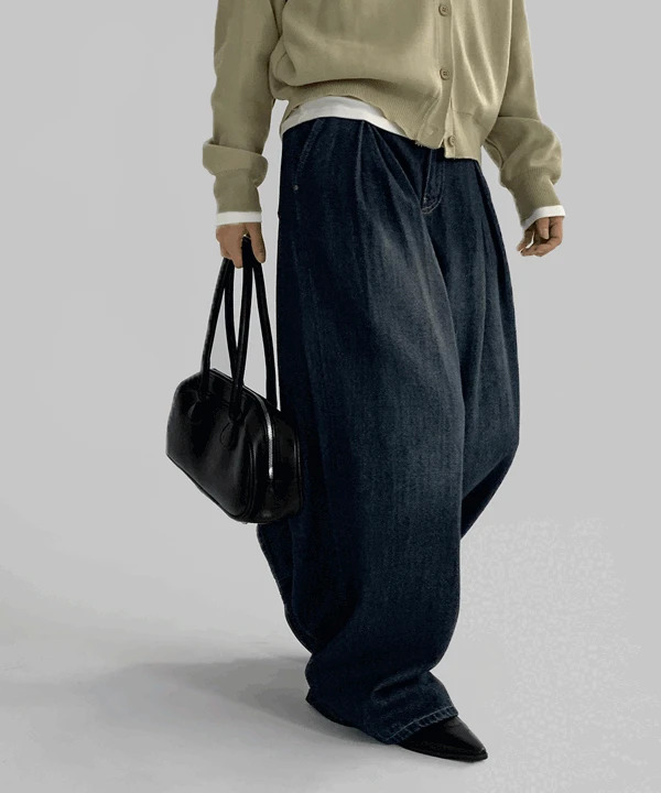 Tegi Deep Blue Wide Denim Pants 牛仔褲