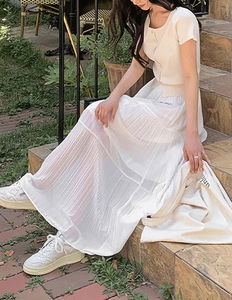 Foreri Banding Pleated Long Skirt