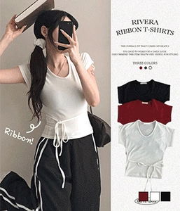 Rivera Ribbon String Rayon Short Sleeve T-Shirt