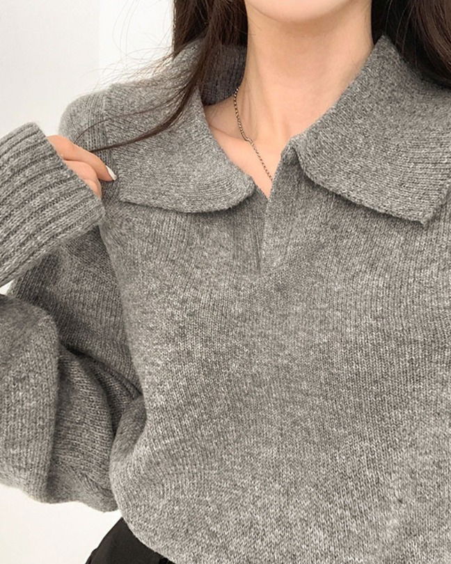 Cash Open Collar Knit