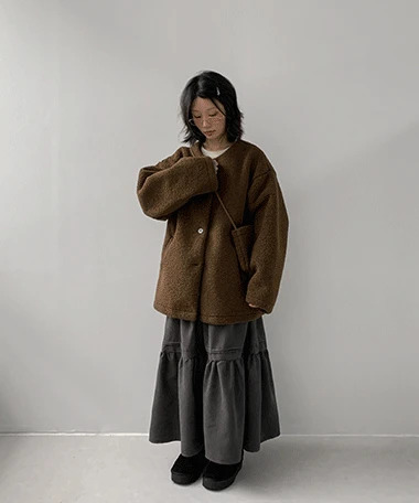 布莉安 優雅傘擺麂皮長裙