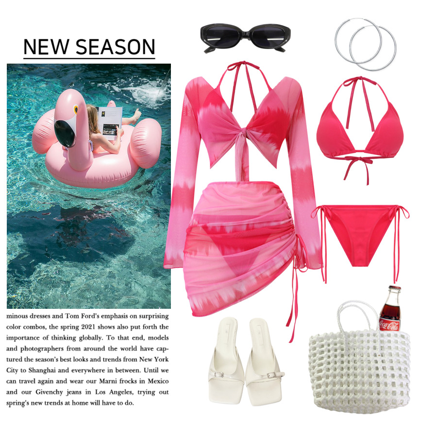 여름,바캉스,수영복,비키니,나염,핑크,여행룩,샌들,호캉스,바다,summer,swim,워터파크 코디