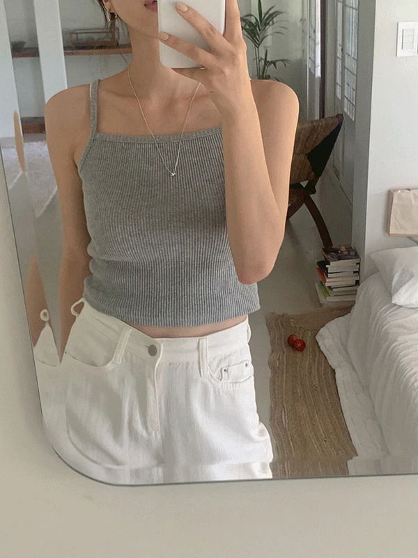 羅紋短版夏季無袖背心 3色