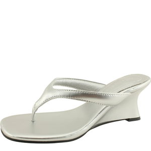 쪼리 웨지힐 하이힐 뮬 슬리퍼 실버