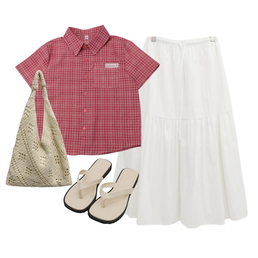 skirt,shirt,sandals 코디