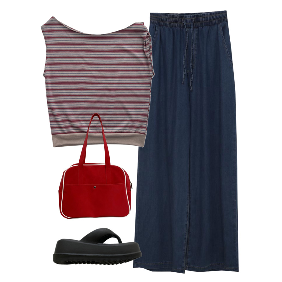pants,sleeveless,sandals 코디