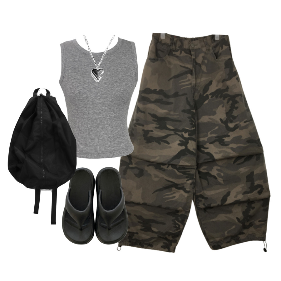 pants,sleeveless,sandals 코디