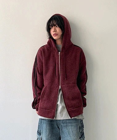 Lizard Track Fleece-lined Knitwear Hooded Zip-Up 拉鍊外套