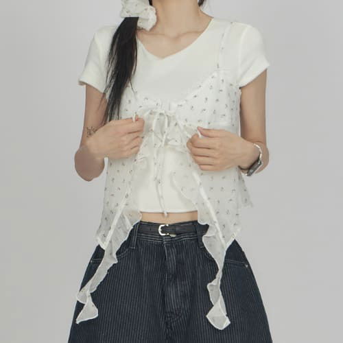 3-Piece Flower Bustier Set T-Shirt TS036