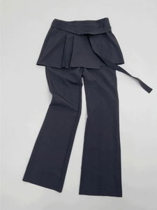 Grid pin tuck Flared slacks