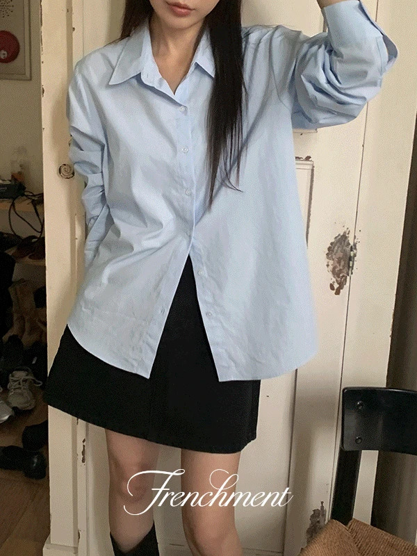 寬鬆剪裁棉質長袖襯衫
