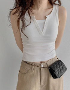 Button V2 Spandex Ribbed Cap Built-in Sleeveless 