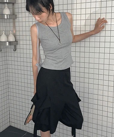 Kering U Neck Ribbed Sleeveless 