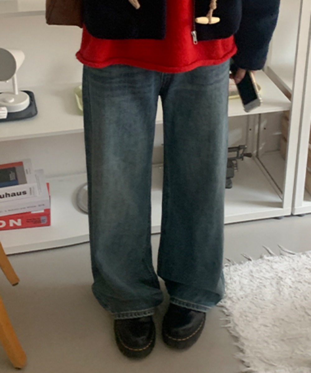 貝特爾水洗寬版丹寧牛仔褲