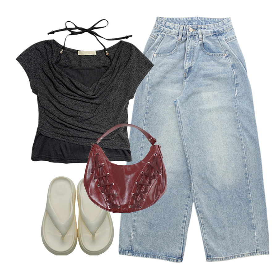 sandals,jeans,ShortSleeve 코디