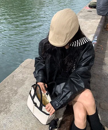 포도티 버클 코튼 헌팅캡