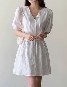 Dilt Strap Puff Round Dress
