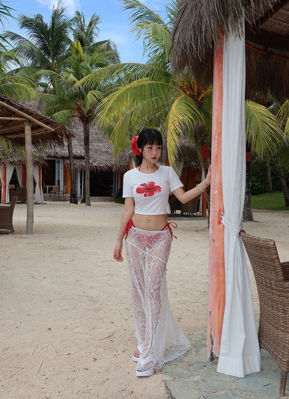 롱 스커트 모델 착용 이미지-S1L48