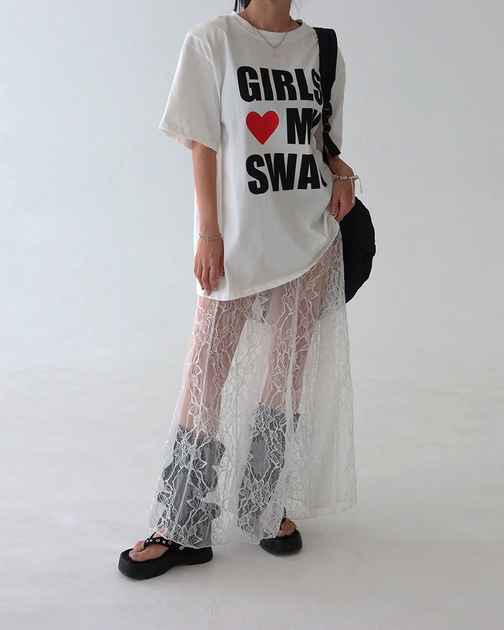 롱 스커트 모델 착용 이미지-S1L60