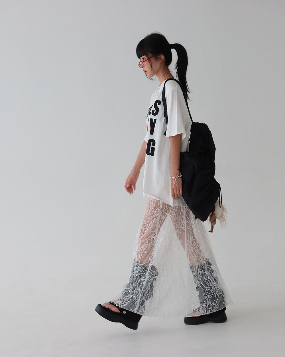롱 스커트 모델 착용 이미지-S1L59