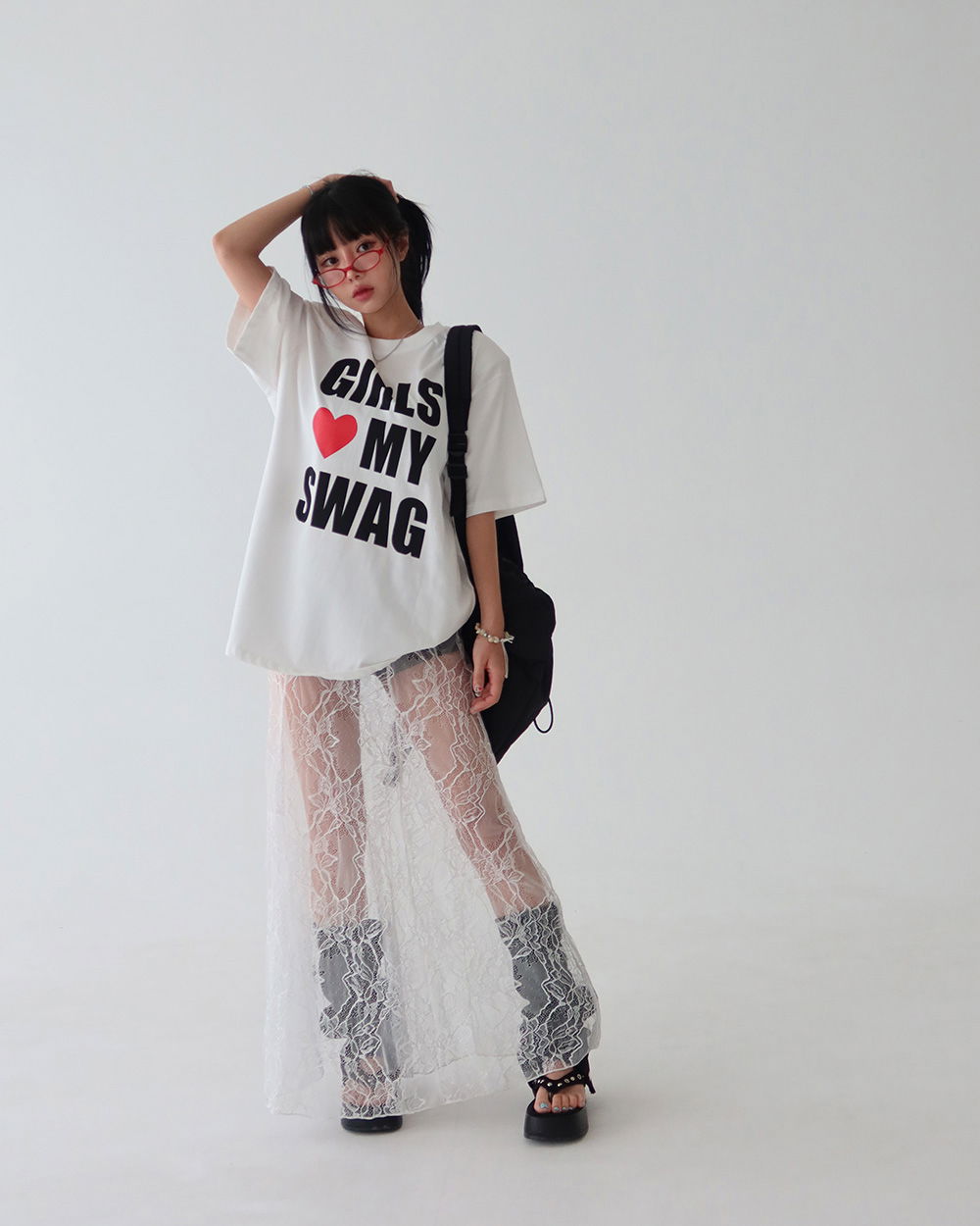 롱 스커트 모델 착용 이미지-S1L58