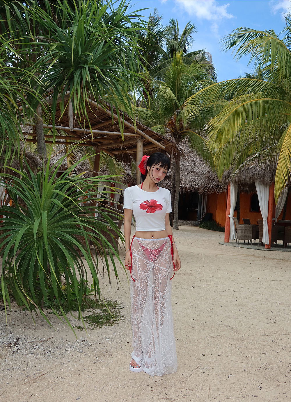 롱 스커트 모델 착용 이미지-S1L56