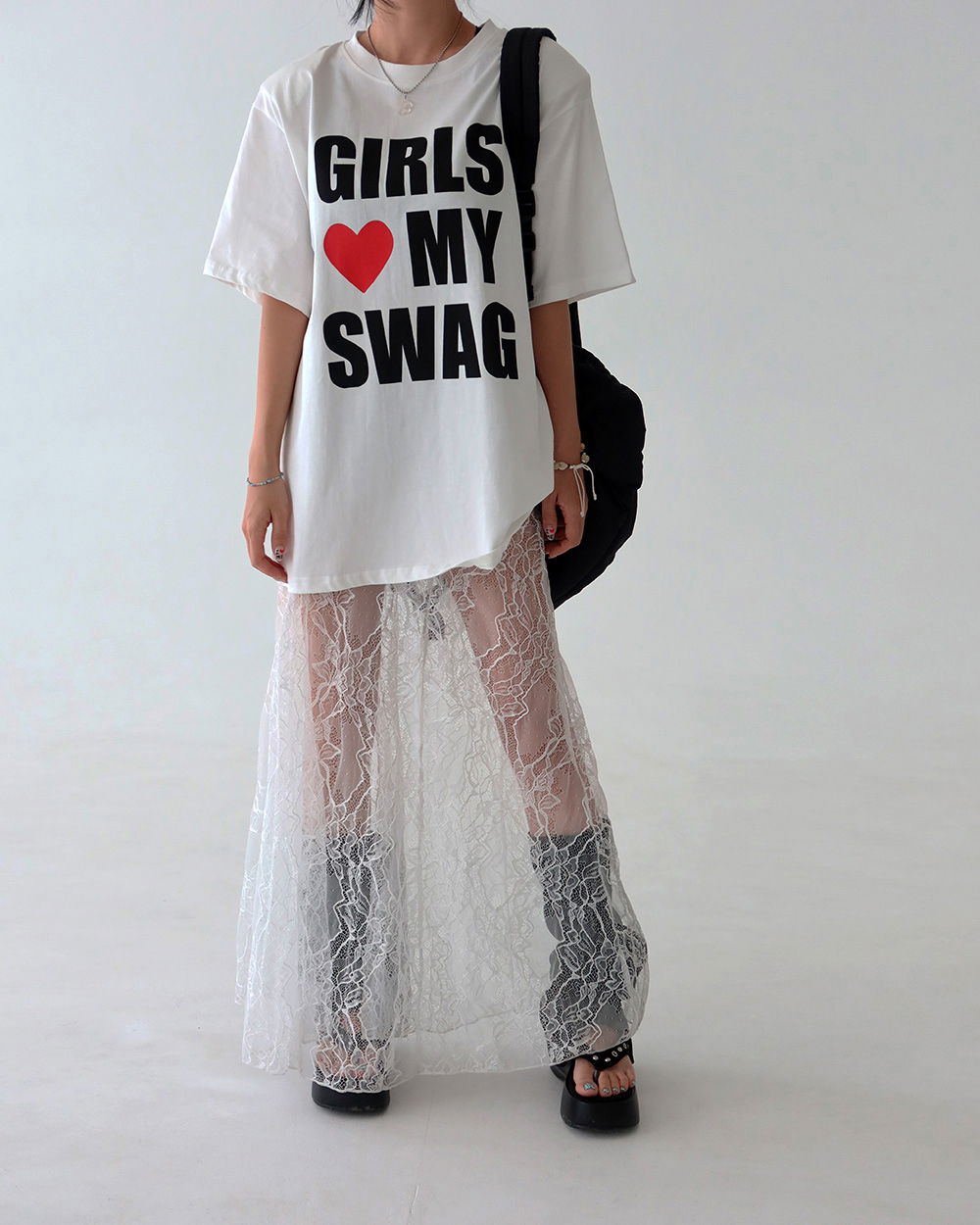 롱 스커트 모델 착용 이미지-S1L61