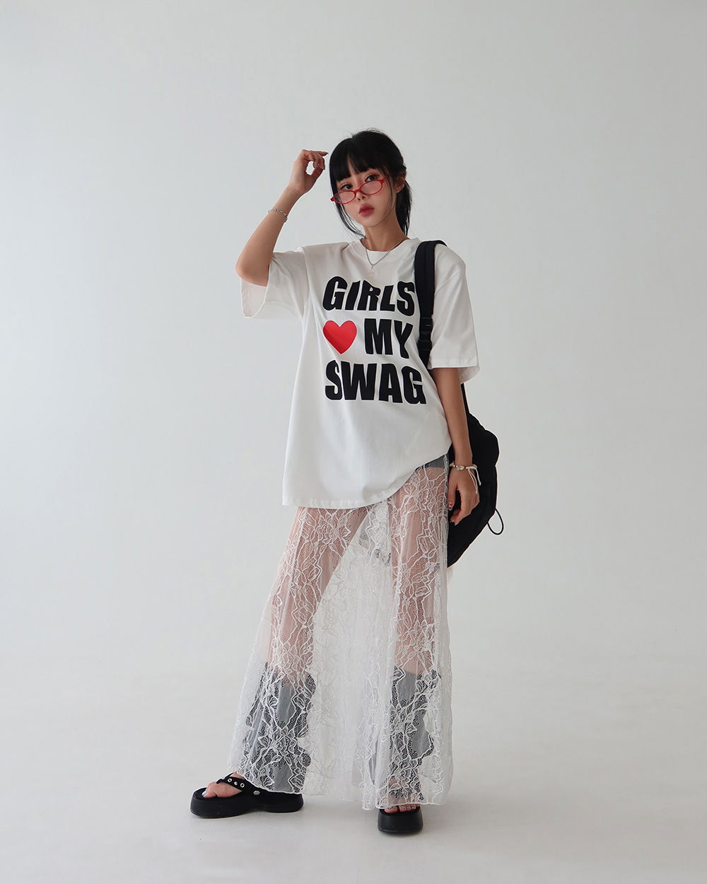 롱 스커트 모델 착용 이미지-S1L63