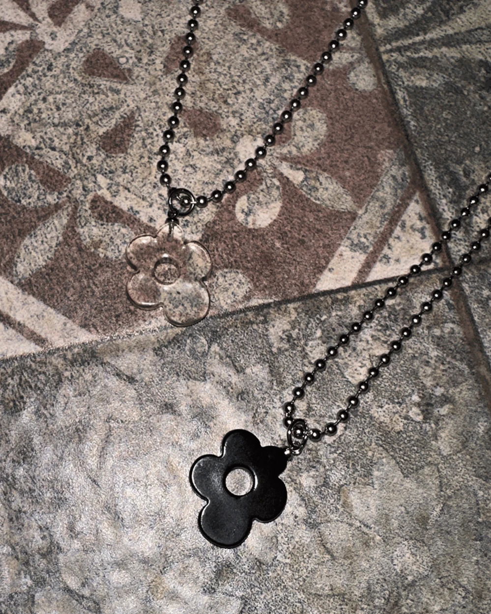 Flower Pendant Military Tag Necklace