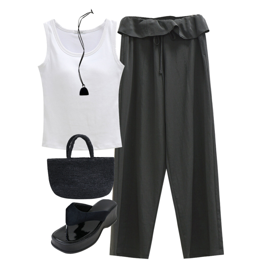 pants,sleeveless,sandals 코디