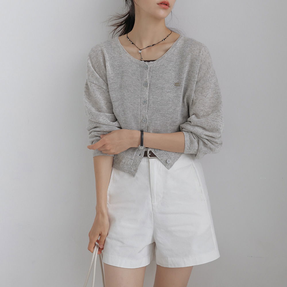 Letia Linen Pendant Round Knit Cardigan